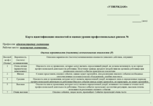 Карта оценки уровня профессиональных рисков для администратора гостиницы, хостела, отеля, мотеля