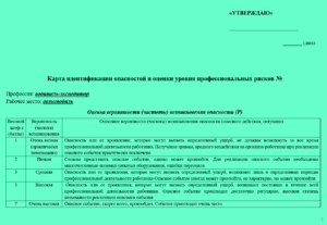 Карта оценки уровня профессиональных рисков для водителя-экспедитора