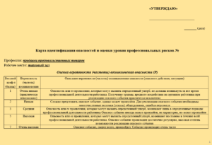 Карта оценки уровня профессиональных рисков для продавца продовольственных товаров