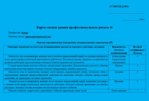 Карта оценки уровня профессиональных рисков для повара