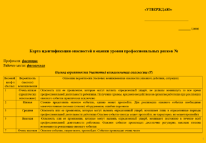 Карта оценки уровня профессиональных рисков для фасовщика