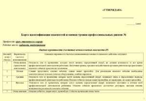 Карта оценки уровня профессиональных рисков для врача стоматолога-хирурга
